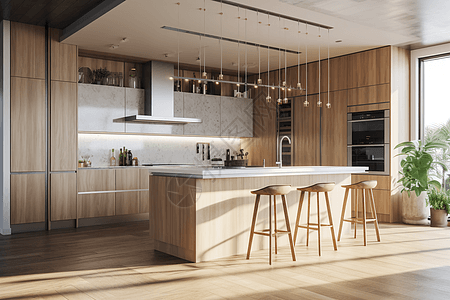 现代风格木质厨房图片