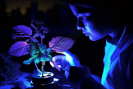 紫外线灯科学家在实验室实验背景