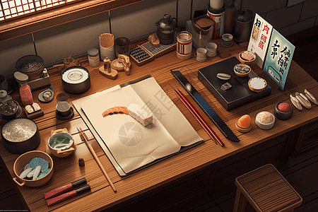寿司制作过程平面插图图片