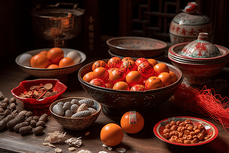 春节准备的食物背景图片