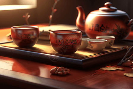中国茶道平面插图图片