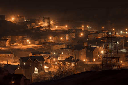 夜间煤矿镇图片