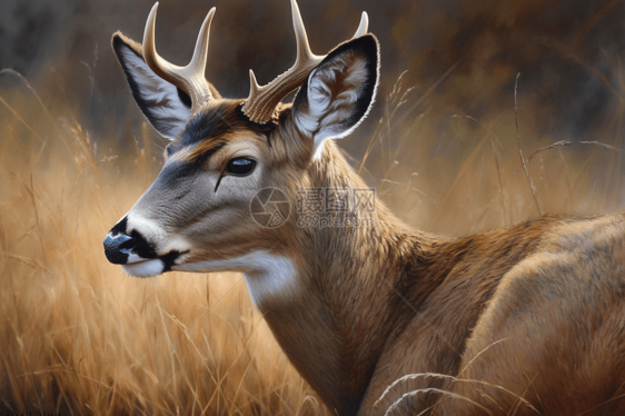 鹿的水彩平面插画图片