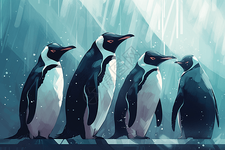 企鹅的平面插图背景图片