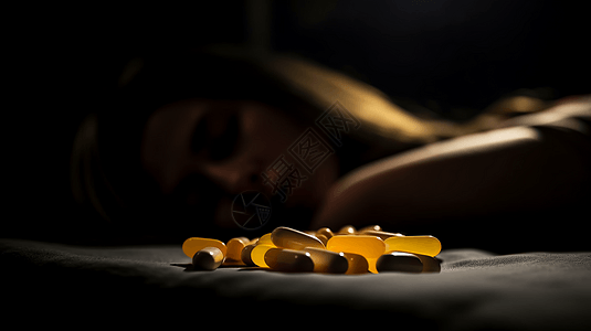 药物治疗失眠创意概念图图片