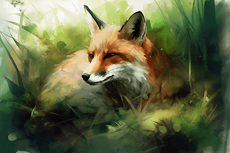 草丛里的狐狸背景图片