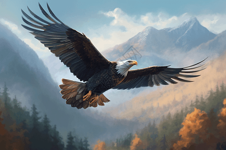 雪山上的雄鹰背景图片