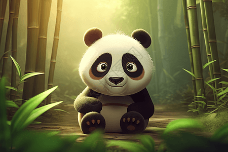 熊猫在竹林里图片