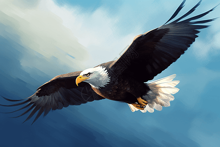 蓝天中翱翔的雄鹰背景图片
