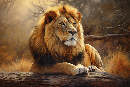 石头上休息的狮子图片