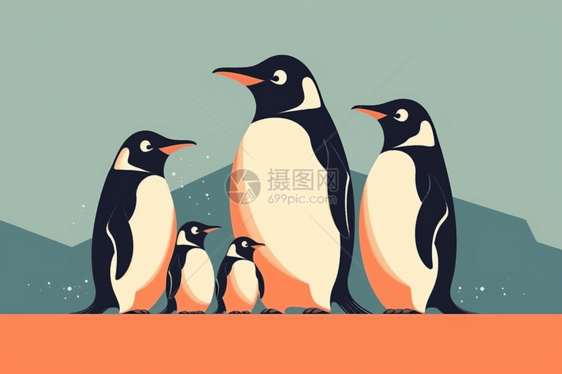 卡通企鹅家族图片