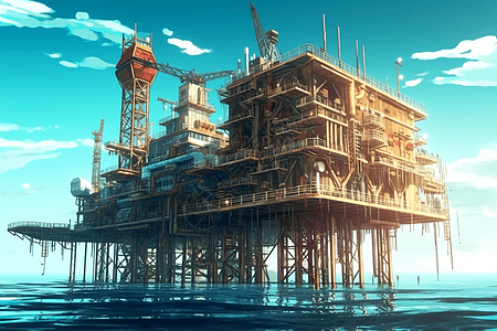 海上石油开采平台背景图片