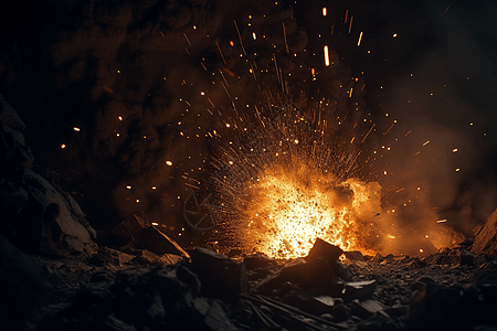 煤矿爆炸火花背景图片