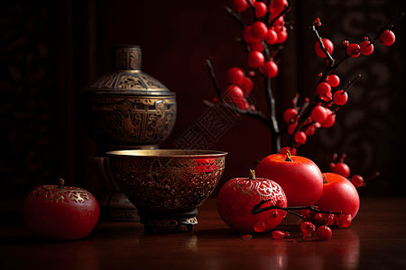 中国新年装饰物背景图片