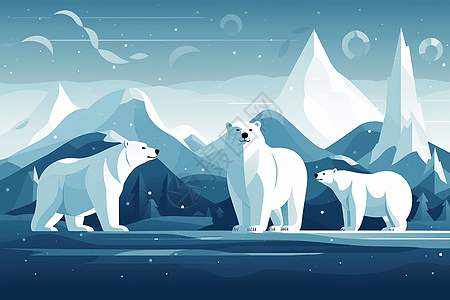 北极场景的北极熊图片