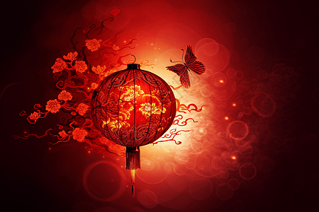 中式摆件红色的灯笼背景