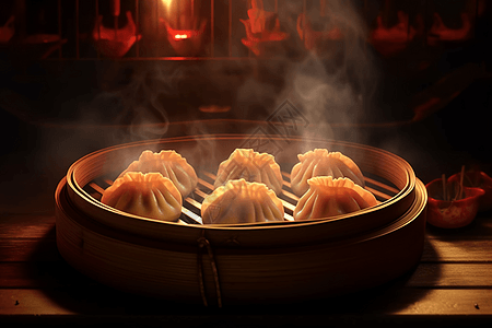冒着热气的饺子图片