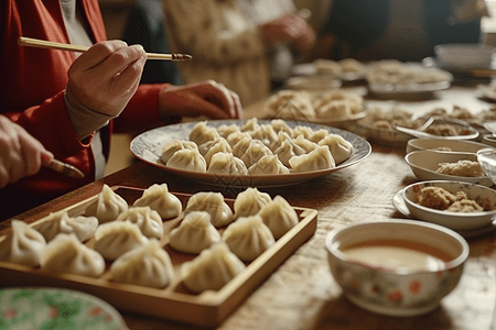 美味的饺子背景图片