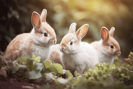 草地上可爱的兔子图片