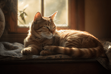 窗户边休息的猫咪图片
