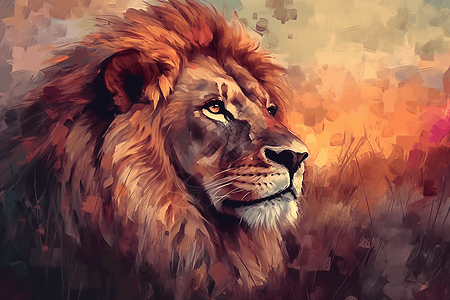 草原中的狮王图片