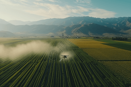 无人机洒水农作物图片