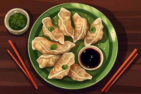 一盘中国传统饺子图片