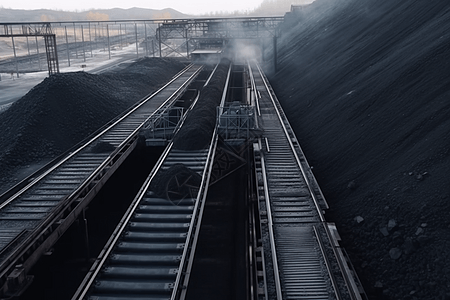 煤矿厂的煤炭运输带图片