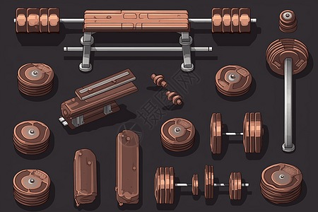 健身器材图标卡通插图图片