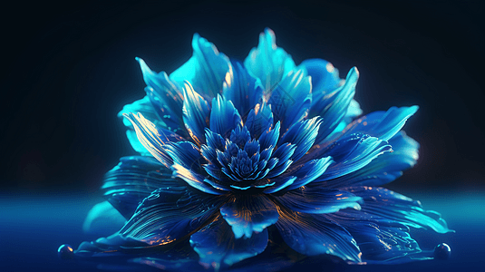 蓝色的3D唯美花朵图片