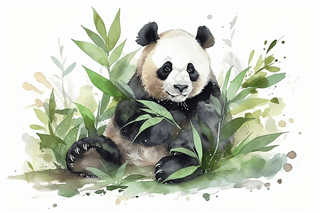 拿着竹子的大熊猫图片