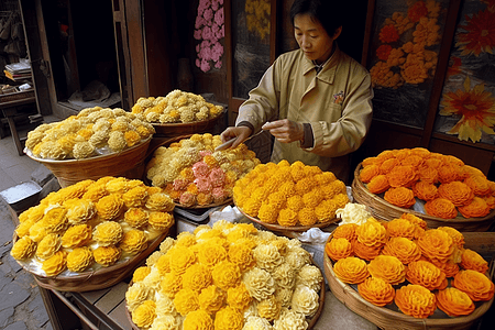 出售新鲜的菊花饼图片