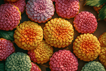 菊花花瓣鲜花造型的饼干背景
