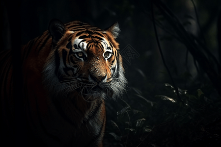 老虎在森林里图片