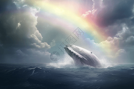 海面上梦幻的白鲸图片