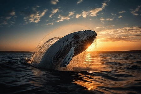 白鲸冲出海面图片