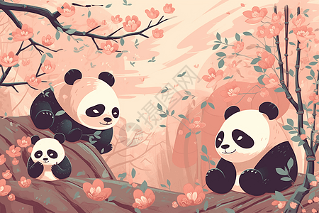 林中的可爱熊猫图片