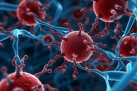 红色球状病毒细胞图片