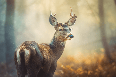 树林中美丽的鹿图片