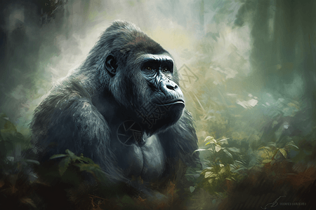 森林中雄伟的猩猩图片