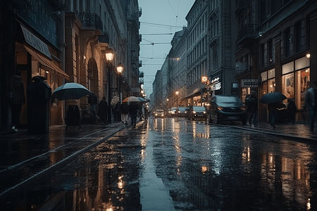 城市的雨后景观图片