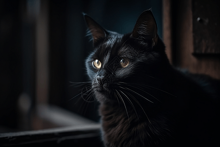 角落里的黑猫图片