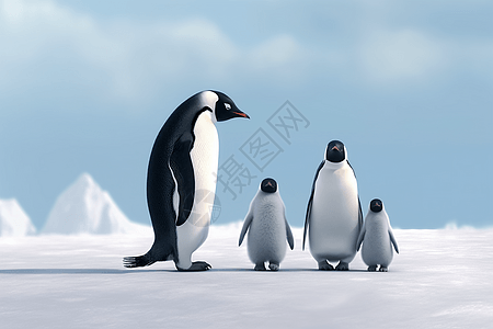 雪地的企鹅背景图片