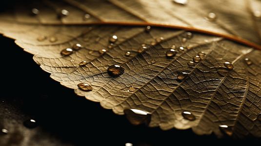 被雨水打湿的树叶背景图片