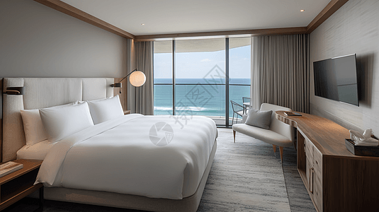 海滨度假酒店的卧室图片