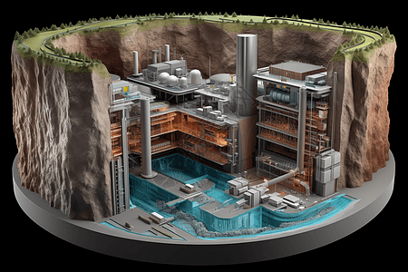 地热发电厂的3D视图图片