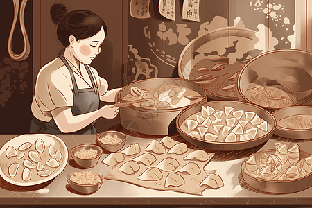 传统的手工饺子图片