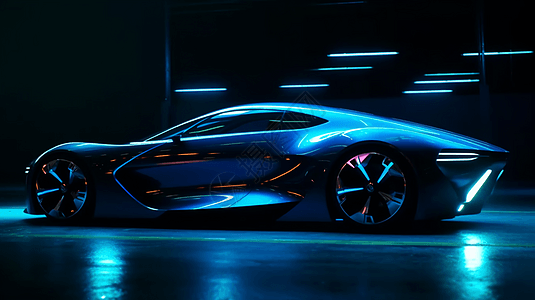 未来派汽车的3D渲染图图片