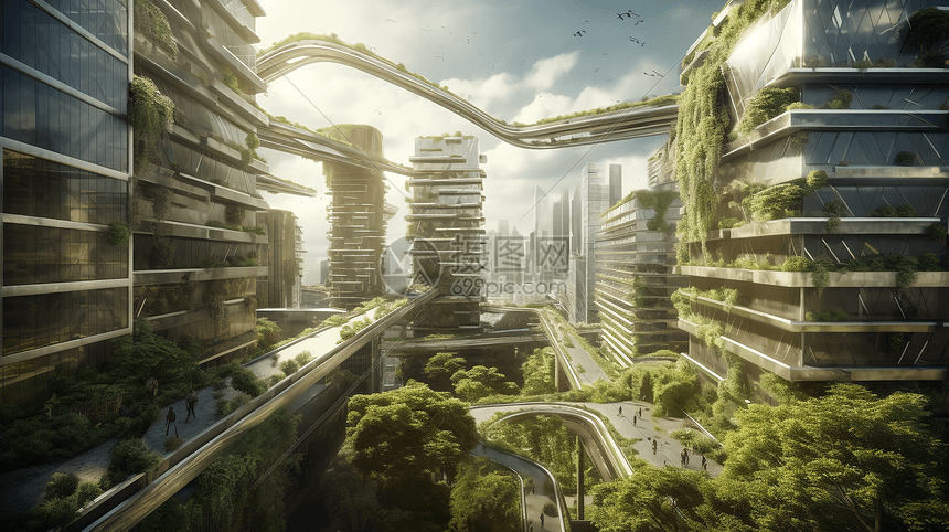超现代的科技城市3D设计图图片