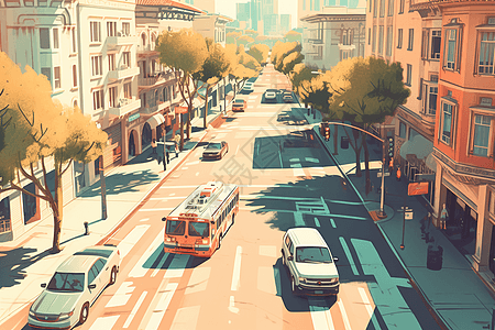 城市交通平面插图图片
